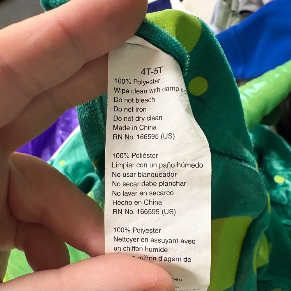 Unbranded Green Glow in the Dark 2Pc Dinosaur Dress Up Pretend Play Costume 4-5T